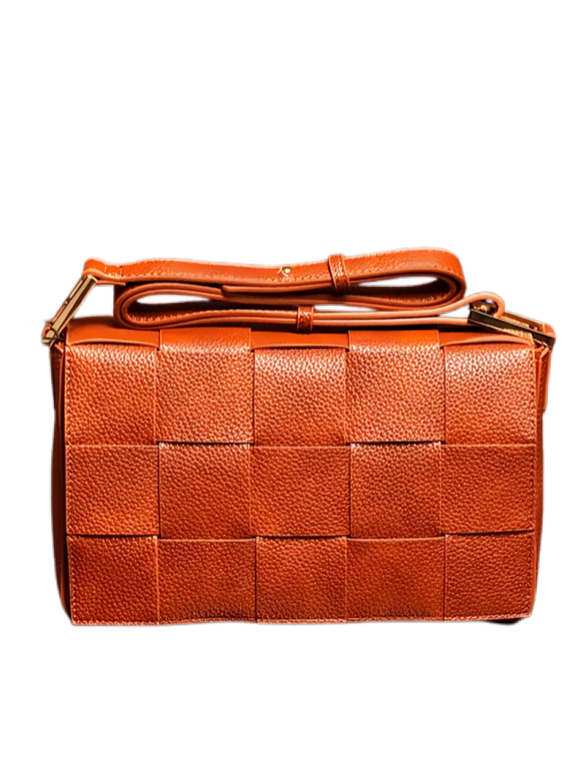 Luxe Woven Textured Shoulder Bag – Burnt Orange