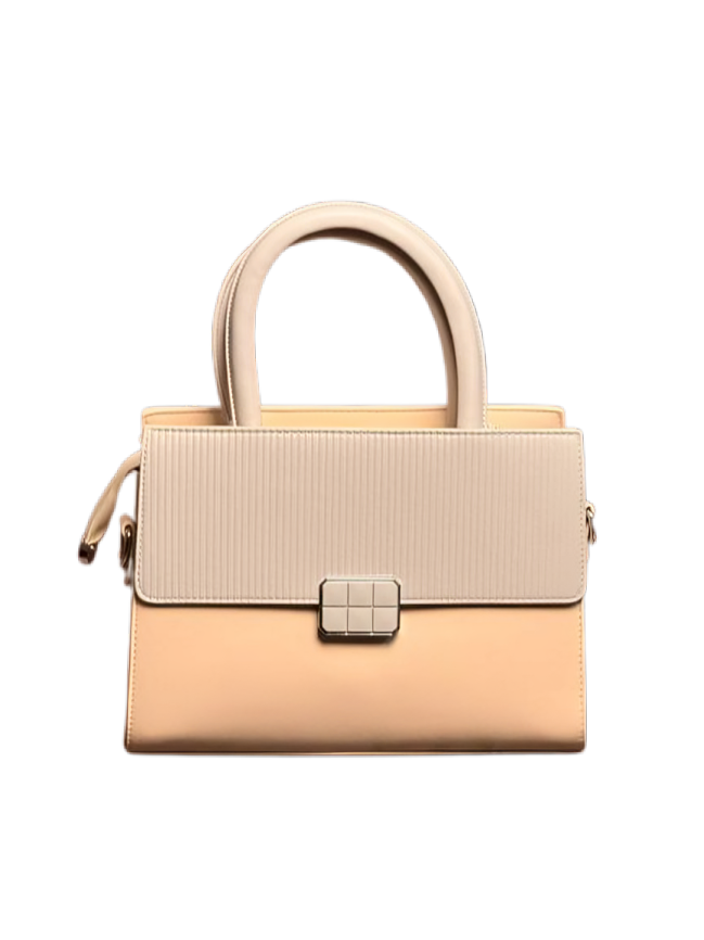 Luxe Structured Top-Handle Handbag – Cream Beige