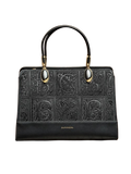 Vintage Embossed Top-Handle Handbag – Elegant Black