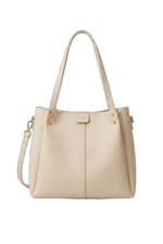 Ivory Luxe Tote Bag – Elegant Cream Carryall with Tan Accents