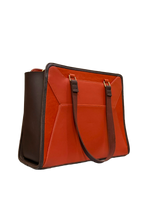 Ember Luxe Structured Tote Bag – Rust Orange & Espresso Brown