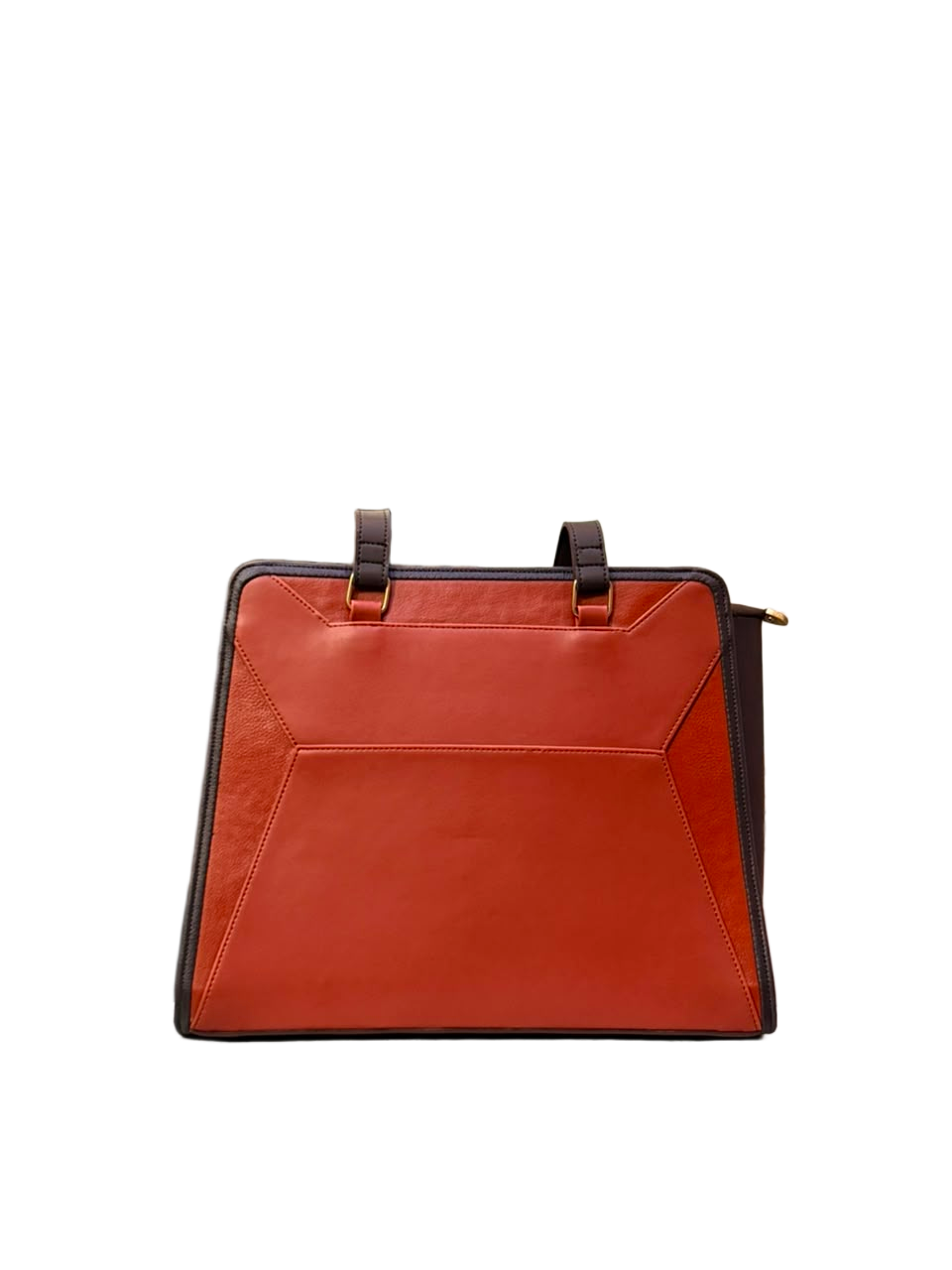 Ember Luxe Structured Tote Bag – Rust Orange & Espresso Brown