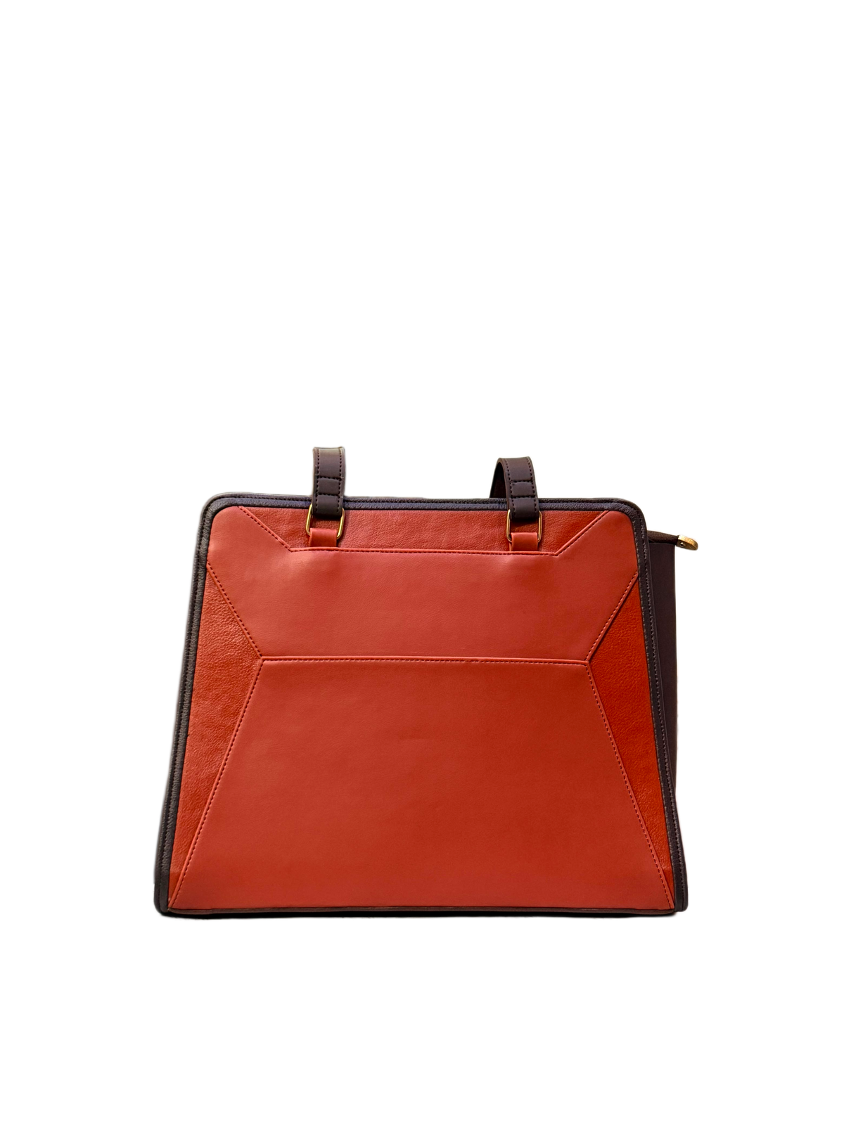 Ember Luxe Structured Tote Bag – Rust Orange & Espresso Brown