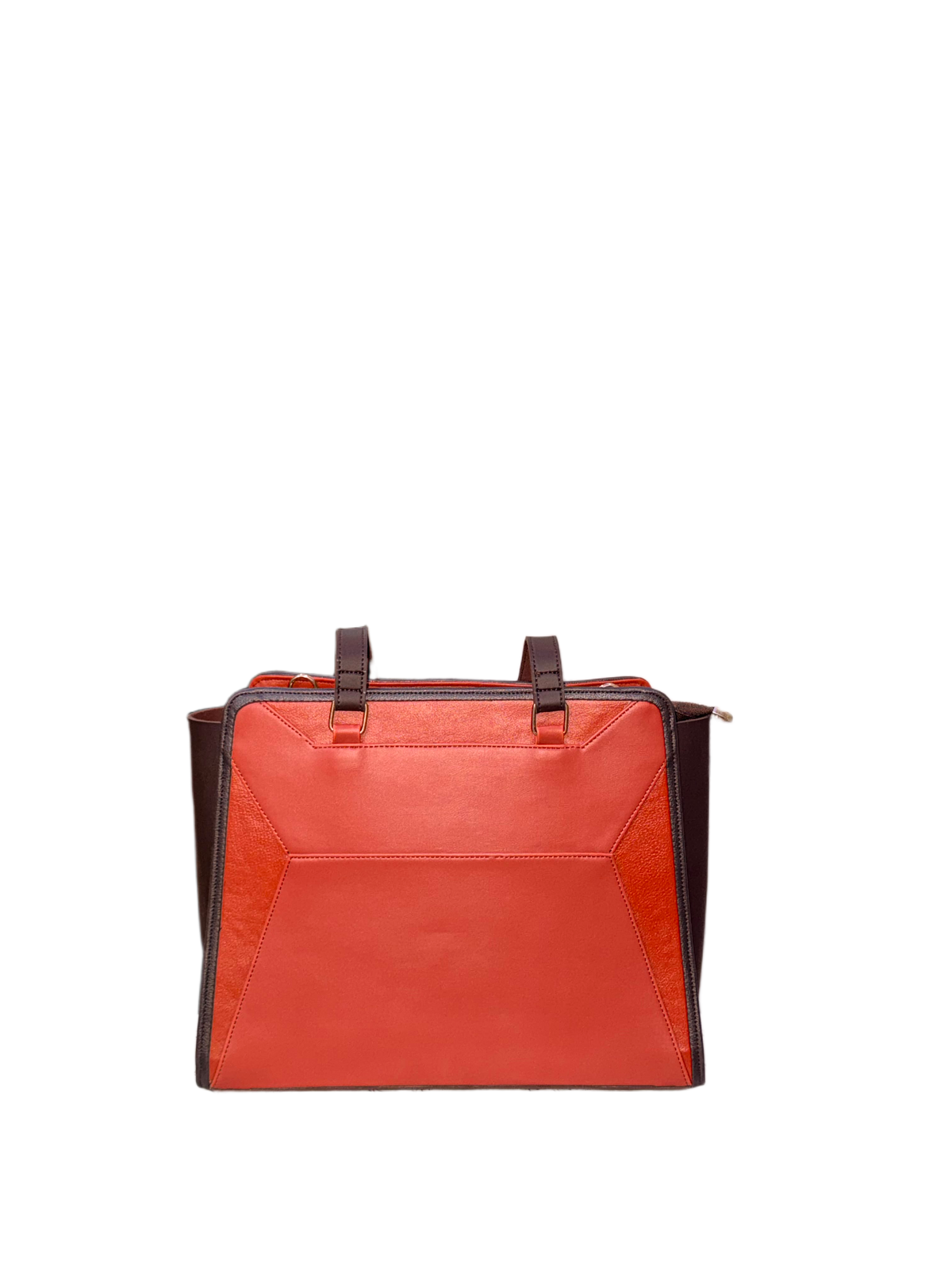 Ember Luxe Structured Tote Bag – Rust Orange & Espresso Brown