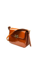 Amber Gloss Crossbody Bag – Polished Caramel Statement Bag
