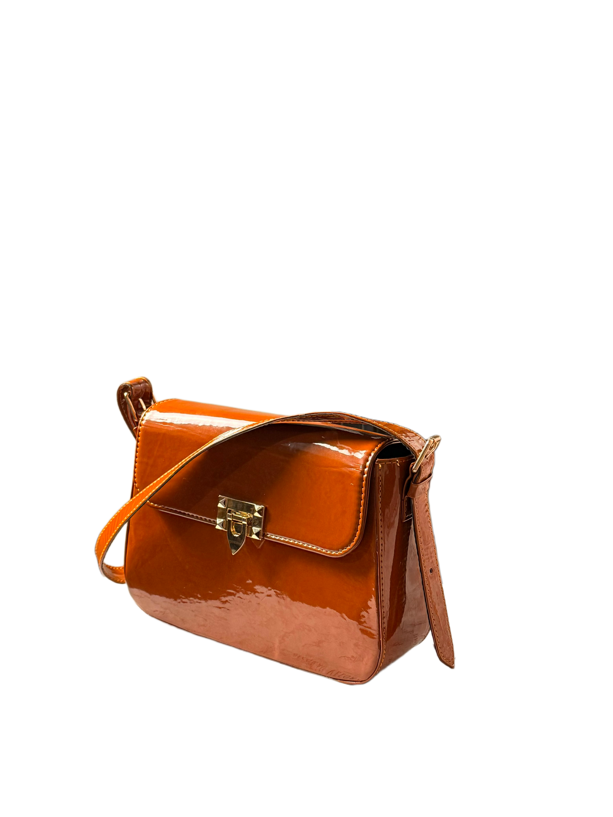 Amber Gloss Crossbody Bag – Polished Caramel Statement Bag