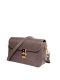 Luxe Mocha Crossbody Bag – Elegant Gold-Lock Shoulder Bag