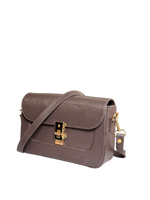 Luxe Mocha Crossbody Bag – Elegant Gold-Lock Shoulder Bag