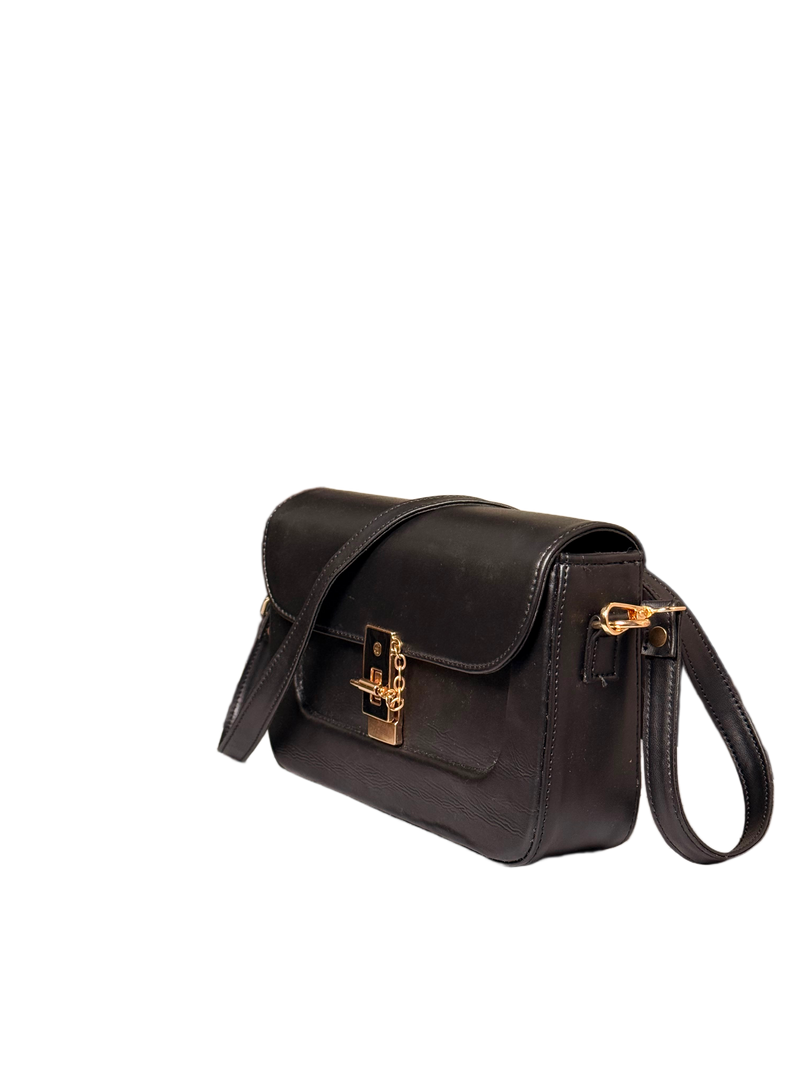 Noir Luxe Crossbody Bag – Elegant Structured Shoulder Bag