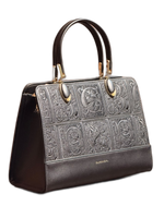 Vintage Embossed Top-Handle Handbag – Elegant Black