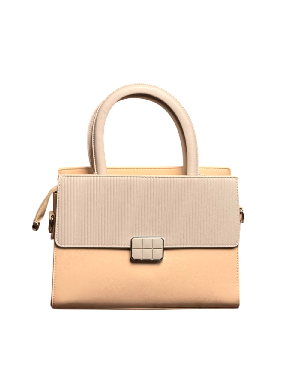 Luxe Structured Top-Handle Handbag – Cream Beige