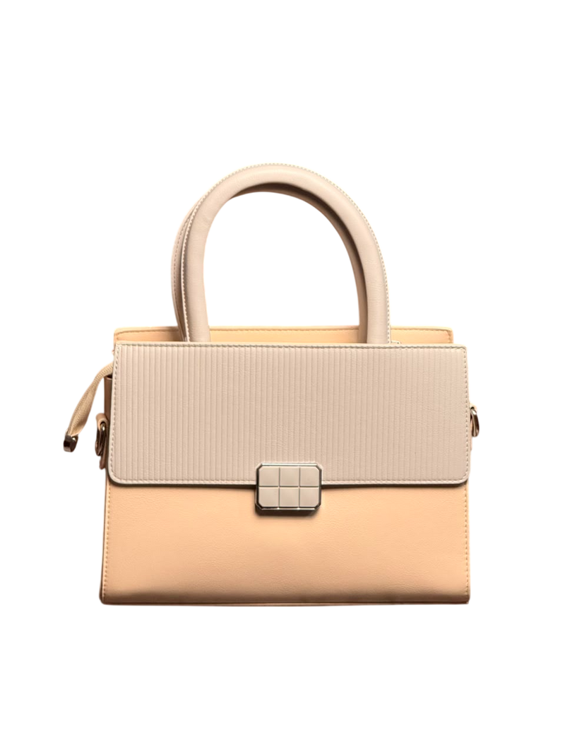 Luxe Structured Top-Handle Handbag – Cream Beige