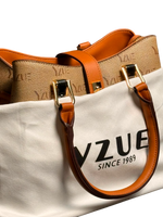 Luxe Monogram Tote Bag – Tan & Burnt Orange