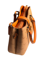 Luxe Monogram Tote Bag – Tan & Burnt Orange