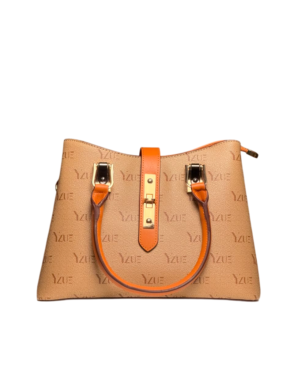 Luxe Monogram Tote Bag – Tan & Burnt Orange