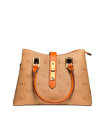 Luxe Monogram Tote Bag – Tan & Burnt Orange