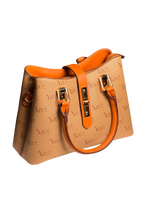Luxe Monogram Tote Bag – Tan & Burnt Orange