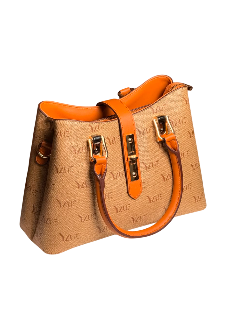 Luxe Monogram Tote Bag – Tan & Burnt Orange