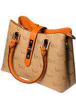 Luxe Monogram Tote Bag – Tan & Burnt Orange