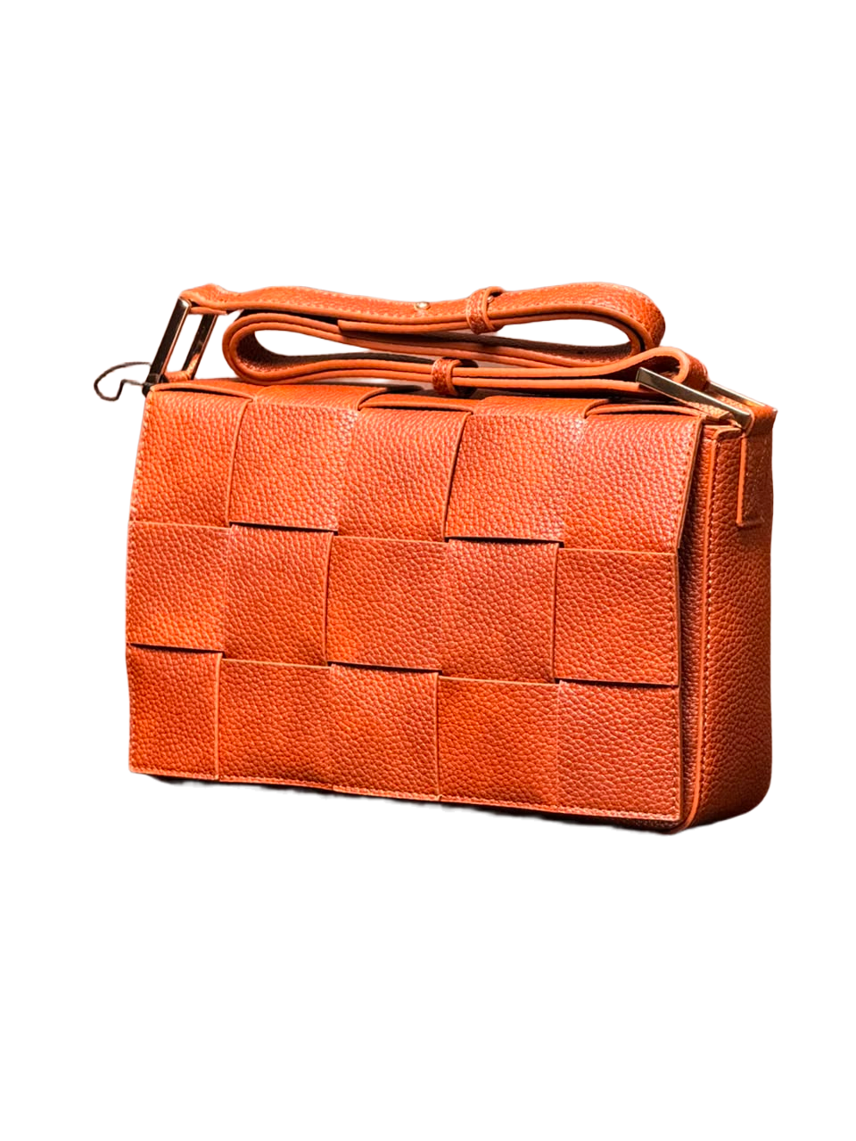 Luxe Woven Textured Shoulder Bag – Burnt Orange