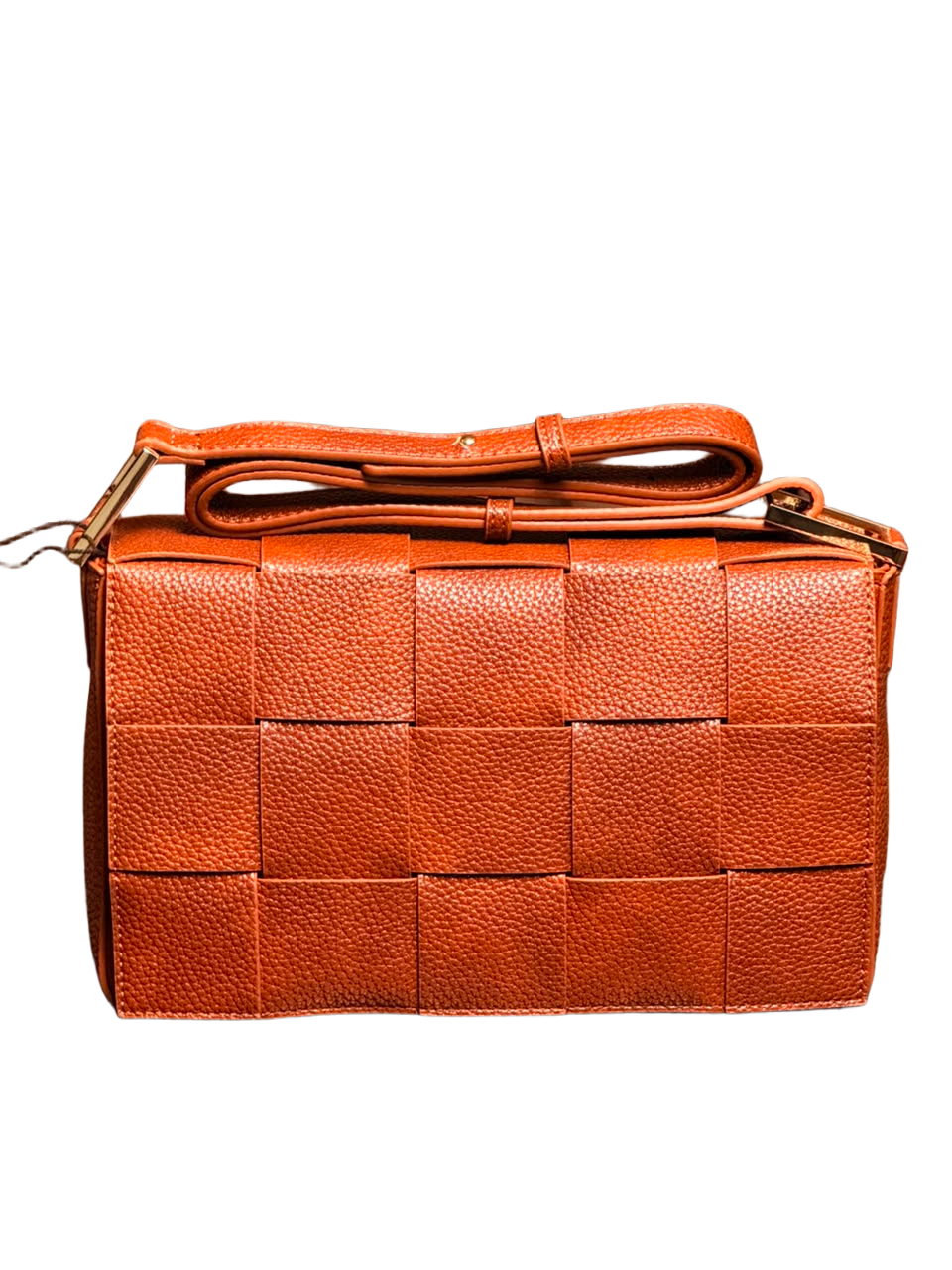 Luxe Woven Textured Shoulder Bag – Burnt Orange