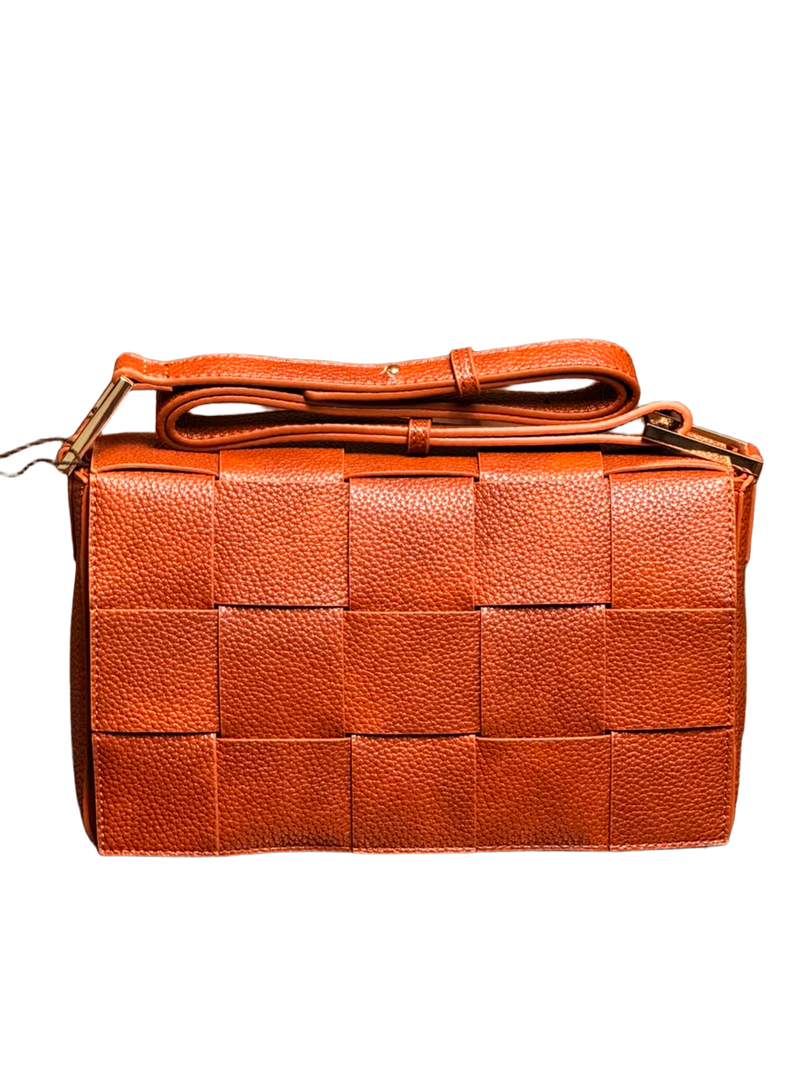 Luxe Woven Textured Shoulder Bag – Burnt Orange