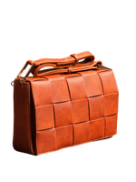 Luxe Woven Textured Shoulder Bag – Burnt Orange