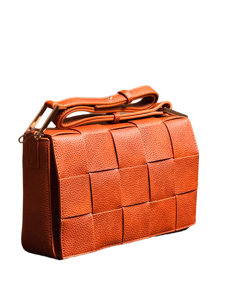 Luxe Woven Textured Shoulder Bag – Burnt Orange